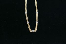 18K yellow gold diamond necklace. With appraisal.