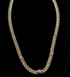 18K yellow gold diamond necklace. With appraisal.