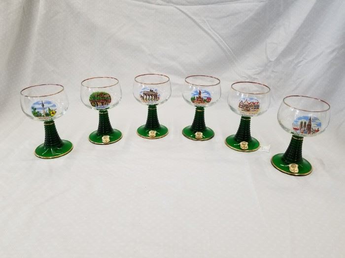 Qty (6) vintage Wittig Hadamar goblets. Each is approximately 5.5" H.