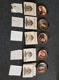 Set of Qty (6) fine China, Norman Rockwell, decorative, porcelain plates by Edwin M Knowles. Approximate diameter of each is 9.25".
