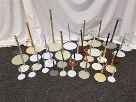 Large collection of doll display stands.Tallest stand is 20"H and shortest is 4"H.
