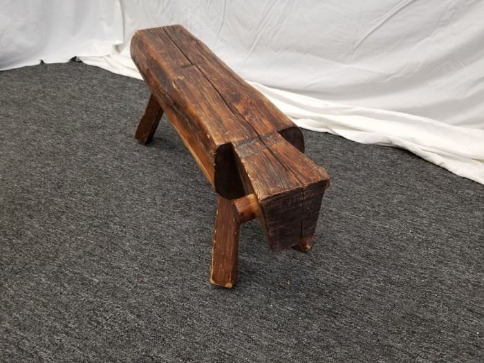 Antique wood carved lamb. Cool piece for the cabin, a foot rest, or bench. According to estate owner, this was bought at Murphy's Landing in 1973 and is from the first cabin in Minnesota. Approximate dimensions are 29" W X 7" D X 13" H.