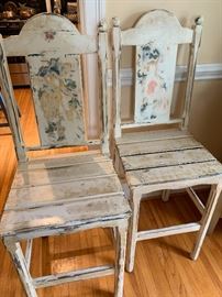 Distressed hand painted bar stools