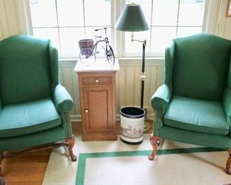 Pair upholstered armchairs