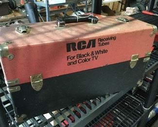 RCA receiving tubes box converted to tool box. Cantilevered trays.