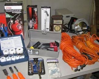 Selection of extension cords -  circular saw and more