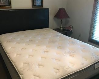 Queen bed brown leather headboard and foot board