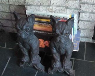 Vintage Bull Dog Andirons with Glowing Eyes