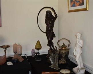 Art Nouveau Lamps, Card Holder, Vase, Lamps, Figures