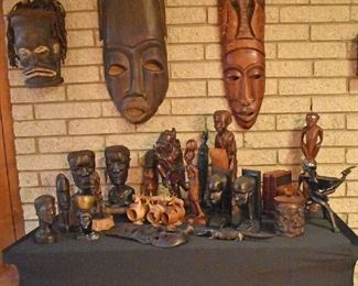 African Maks and Wood Carvings of Various Countries