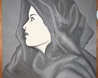 A J Luco Lady in Cloak, Outstanding Attention Getting Original Art