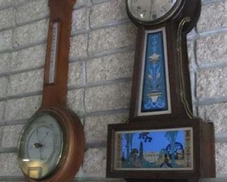 Barometer and Banjo Reverse Painted Clock