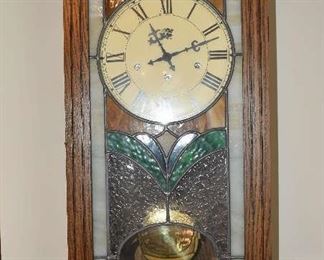 Mantle or Wall Clock with Stained Glass