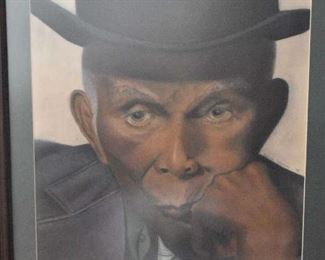 Framed Art - The Man by Barbara Johnson in Pastels, Nice Piece of Original Art, Like Looking at a Real Photograph 