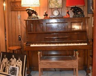 Stein Piano, And Bench, Clocks , Art and Lamps