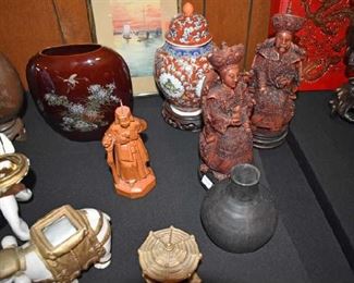 Asian Figurines, Ginger Jar, Vase, Covered Jar