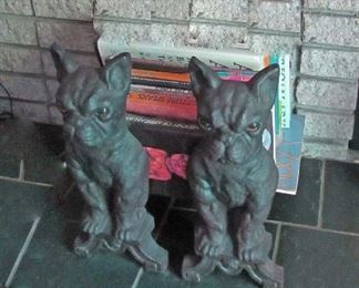 Bull Dog Andirons with Glowing Eyes