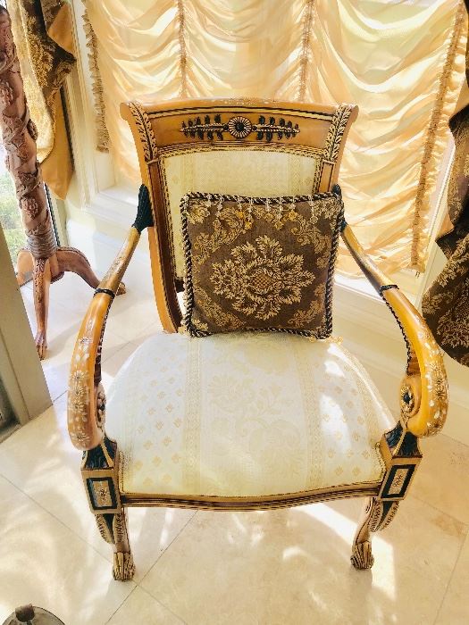FRENCH LOUIS XV HAND-PAINTED CHAIRS-2 AVAILABLE (24”W x 21”D x 38”H)