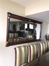 LUXURIOUS VERSACE STYLE MIRROR WITH GILDED GOLD ACCENTS AND GREEK KEY DESIGN-MIRROR MEASURES (84"L x 43”H)
