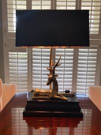 Designer Black and gold lamp with Elk base.