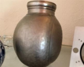 Hammered aluminum urn
