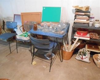 We have 4 chairs and one matching Retro table in the basement