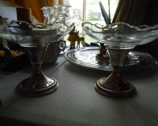 Silver base candle holders