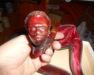 Awesome carved African man - very detailed pipe with case