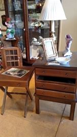 Unusual chest containing set of 4 folding occasional tables inside