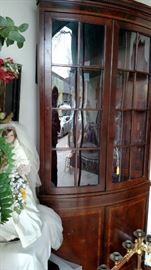 Lovely Mahogany Corner Cupboard and Lady Diana Bride Doll