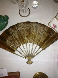 Vintage brass fan wall decor