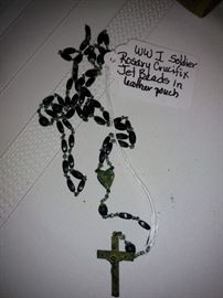 Soldiers rosary beads in leather pouch