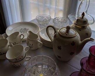 Waterford bowl and pretty china. Also have Kings Crown.