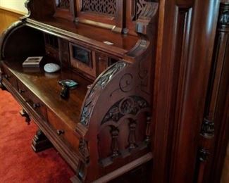 Fabulous carved roll top desk