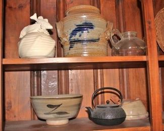 Assorted  Covered Bowls and Tea Pot