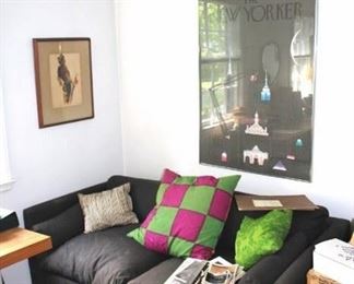 Sofa, Colorful Pillows and Art