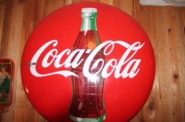 LARGE VINTAGE BUTTON COCA-COLA SIGN