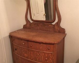 antique oak dresser & mirror