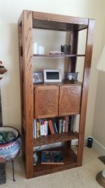 Oak bookshelf with cabinet $50