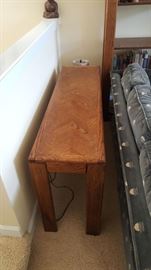 Oak sofa back table - $75
