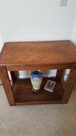 Oak side table fits between bookshelves $50