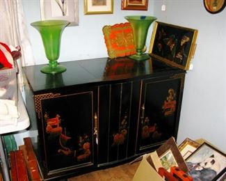 Asian Oriental theme radio console cabinet                                  BUY IT NOW $ 85.00