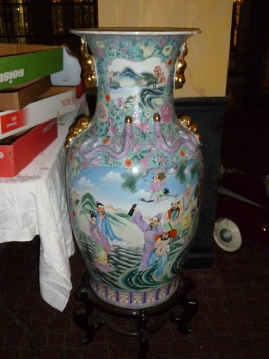 Huge old hand-painted Oriental Vase