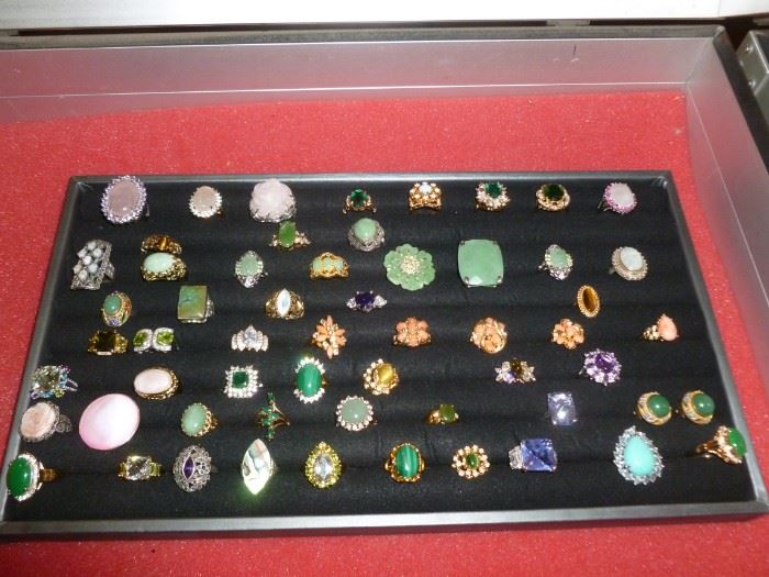 Costume Rings..many sterling & genuine stones
