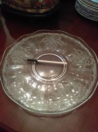 Large Depression glass platter