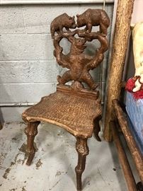 Black Forest Bear carved chair