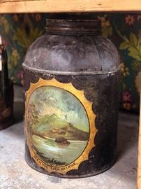 Scottish Painted Chinese export tea tin-we have a pair of these!