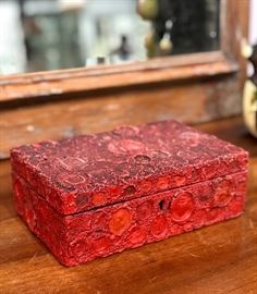 Victorian era Red Wax seals embellished box.  