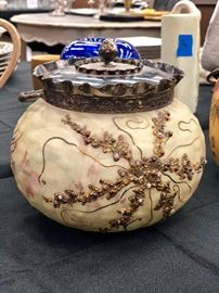 Rare Mount Washington Crown Milano “Sea Creature” decorated biscuit barrel