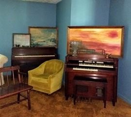 Piano and Organ with benches